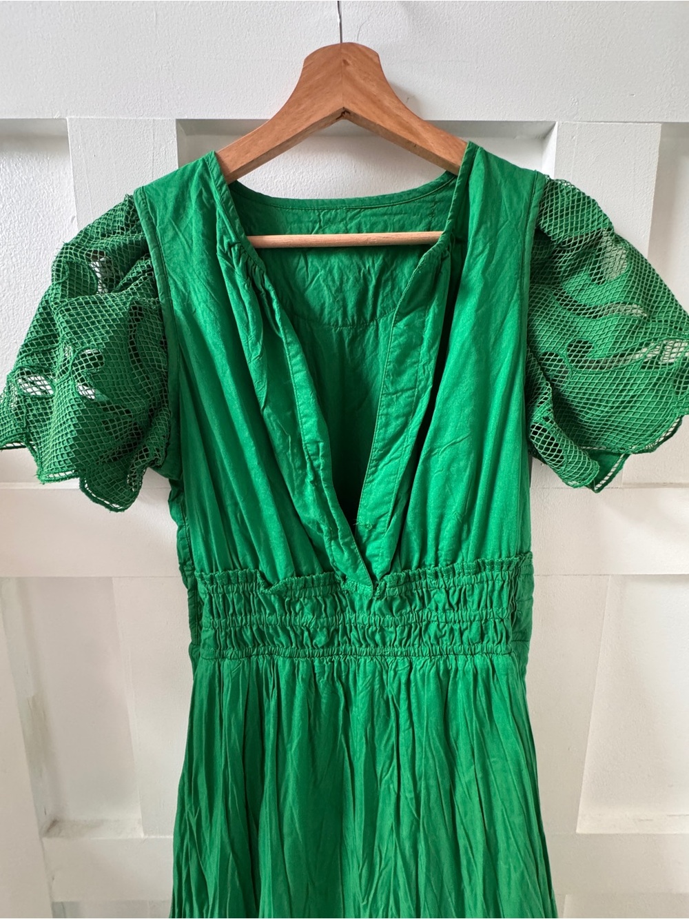 Anthropologie Maeve The Somerset Maxi Dress Eyelet Kelly Green, S/M - Picture 13 of 14